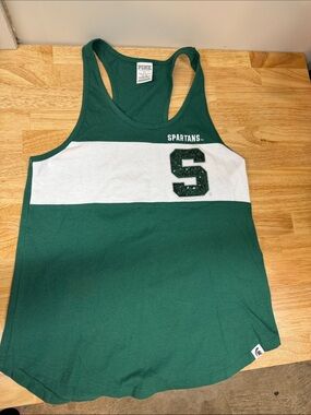 PINK Victoria's Secret Forest Green Racerback Tank